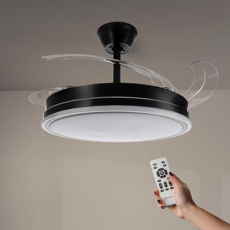 Ventilador de Techo con Luz LED y Aspas Plegables - Silencioso, Inteligente y Multifunción