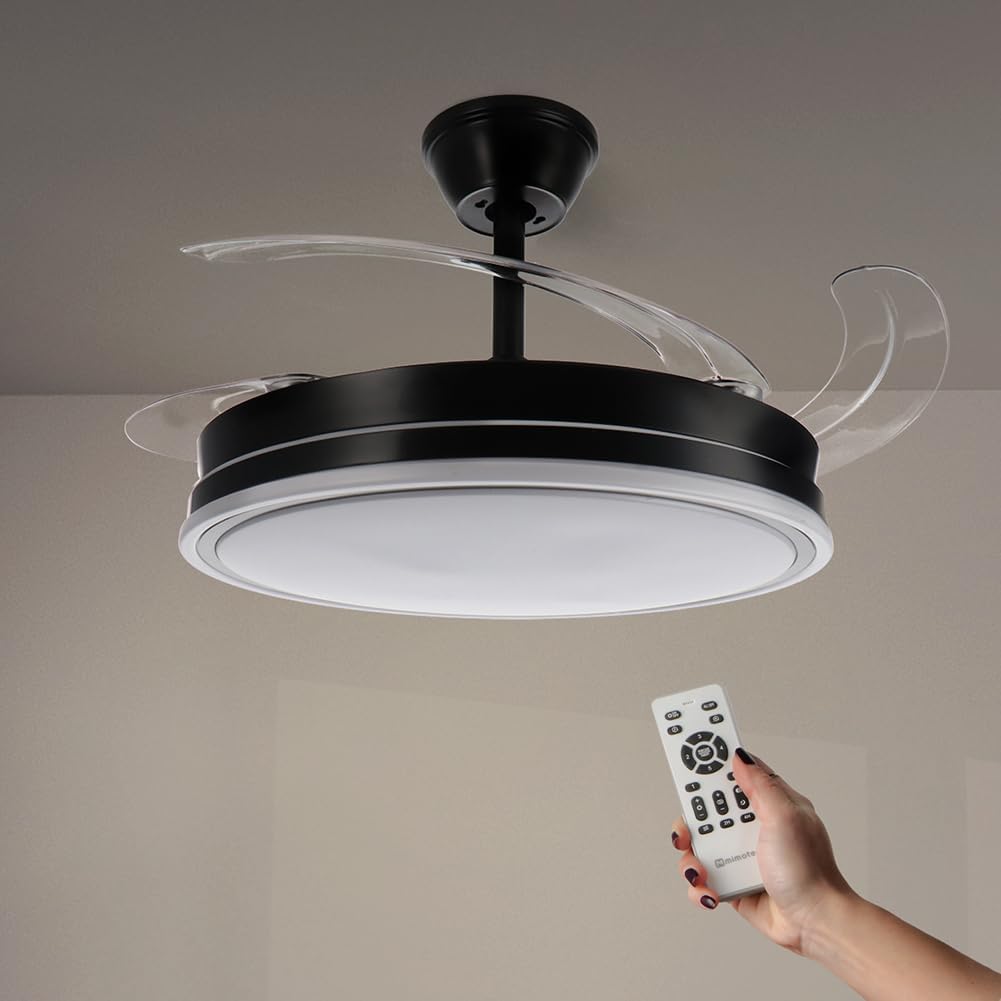 Set de 2 Ventiladores de Techo con Luz LED y Aspas Plegables - Silencioso, Inteligente y Multifunción