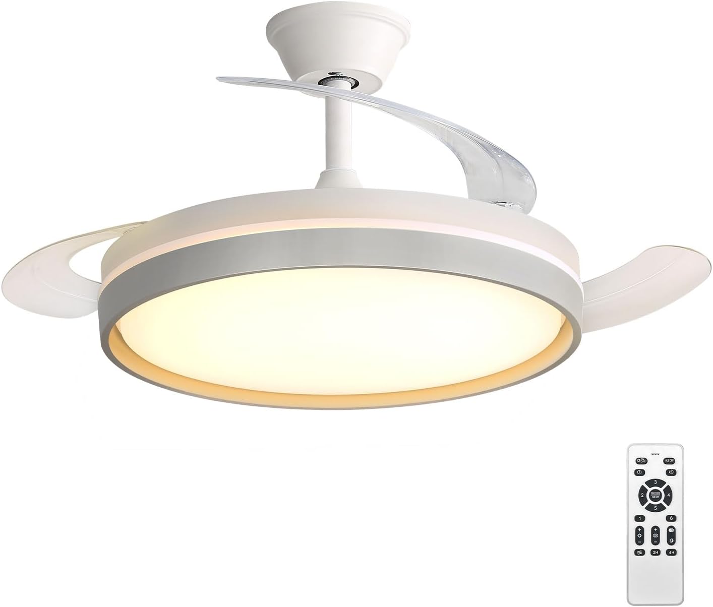 Set de 2 Ventiladores de Techo con Luz LED y Aspas Plegables - Silencioso, Inteligente y Multifunción