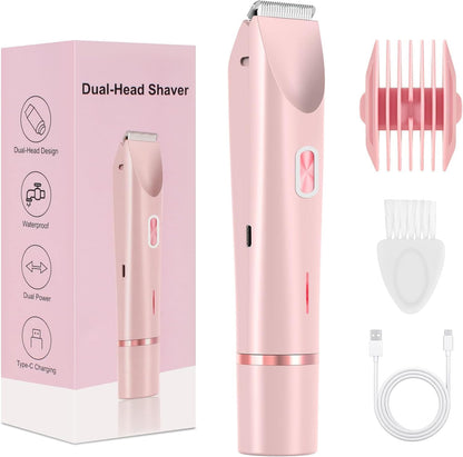 Recortadora de pelo eléctrica para mujer, 1 caja de cortadora de pelo de doble cabeza y accesorios, uso en seco y húmedo