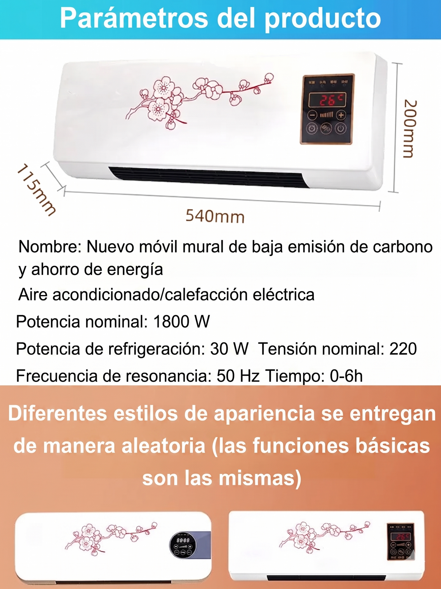 Aire acondicionado de pared doméstico frío y calor