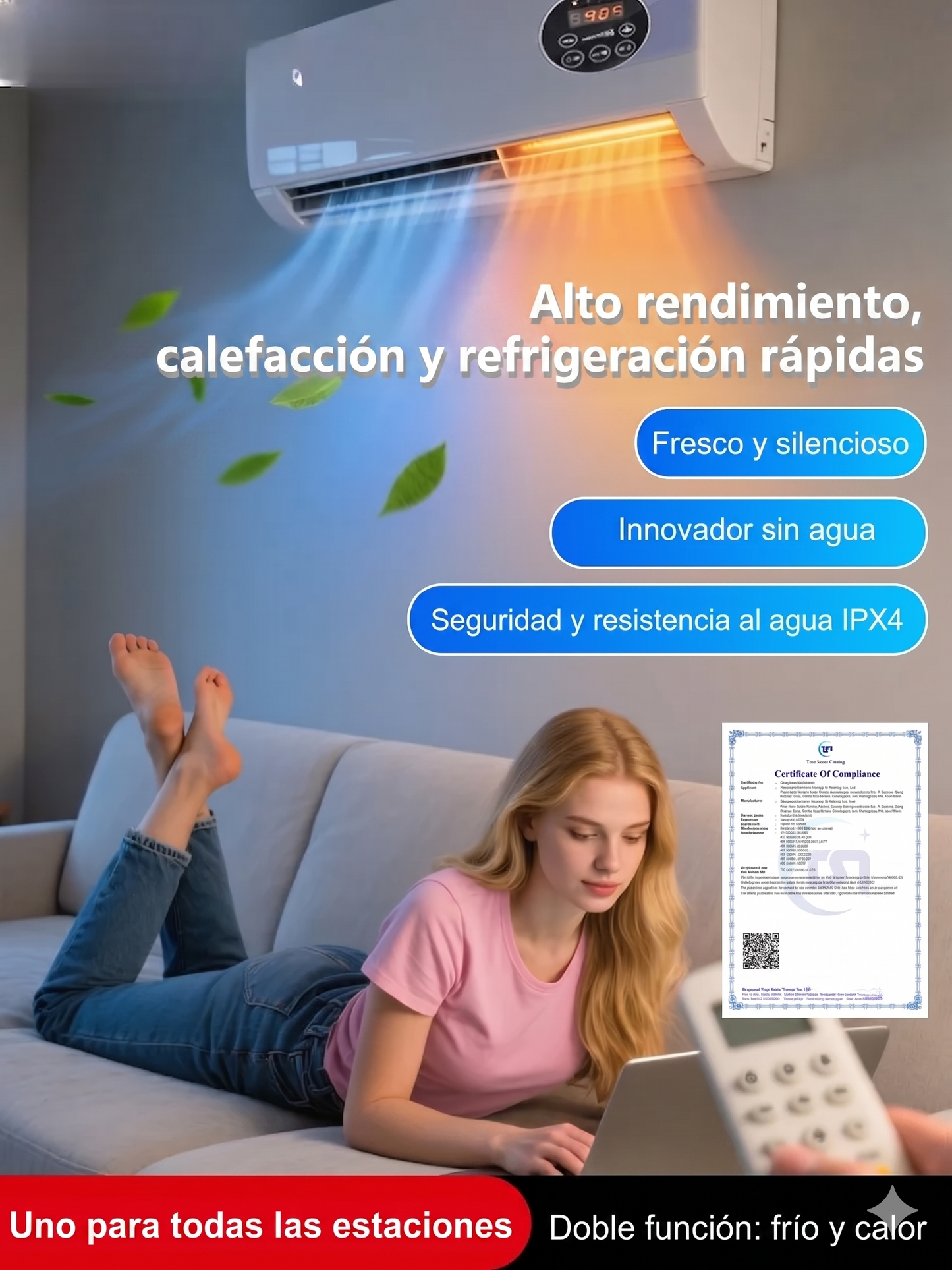 Aire acondicionado de pared doméstico frío y calor